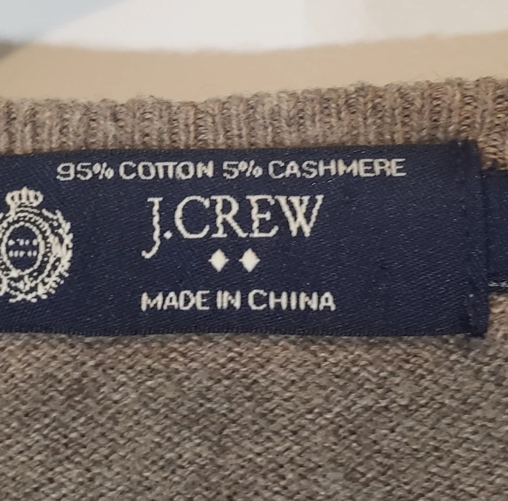 J.Crew Factory Cashmere Cotton V Neck Sweater Pullover Size Small Brown